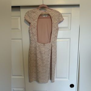 Open Back Formal Short Pink Lace Dress